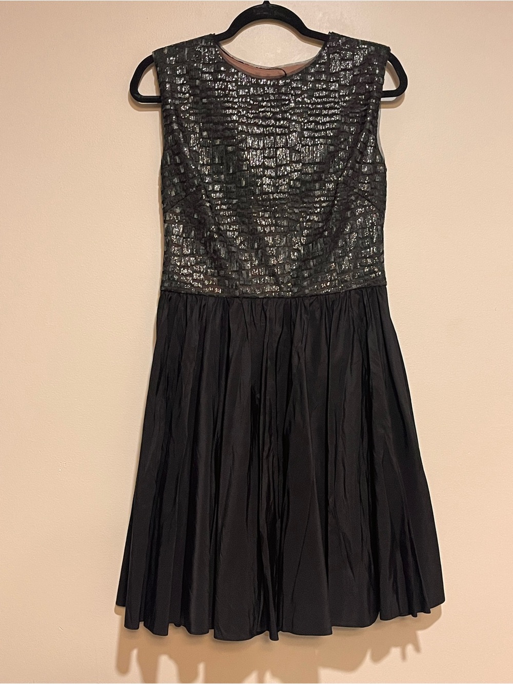 Dress by Vera Wang | Black sequin fit & flare Open Back Womens size 8 cocktail